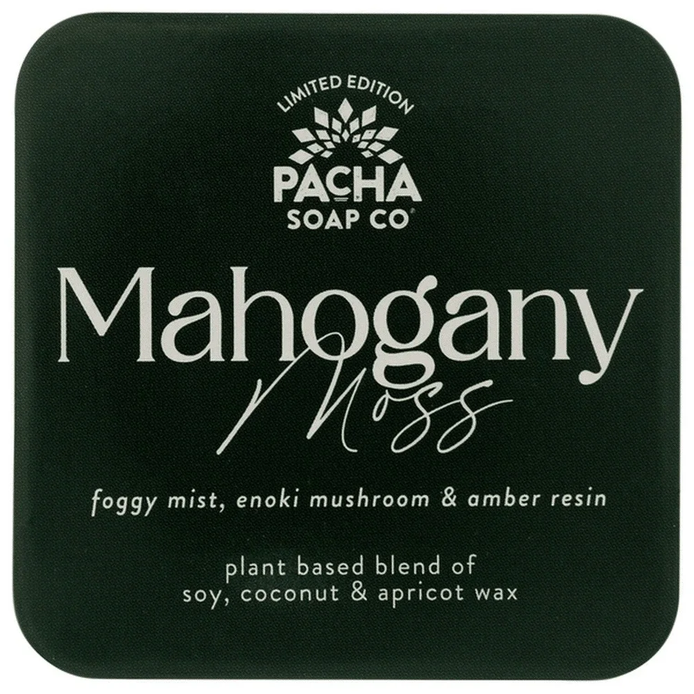 Pacha Soap Co Mahogany Moss Limited Edition tin 8oz Soy Coconut Wax granola girl